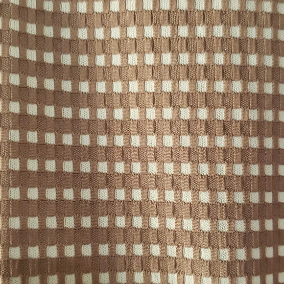 Loft Dress 8 Sleeveless Scalloped Tan White Gingham Plaid Office Career Wedding - Picture 4 of 12